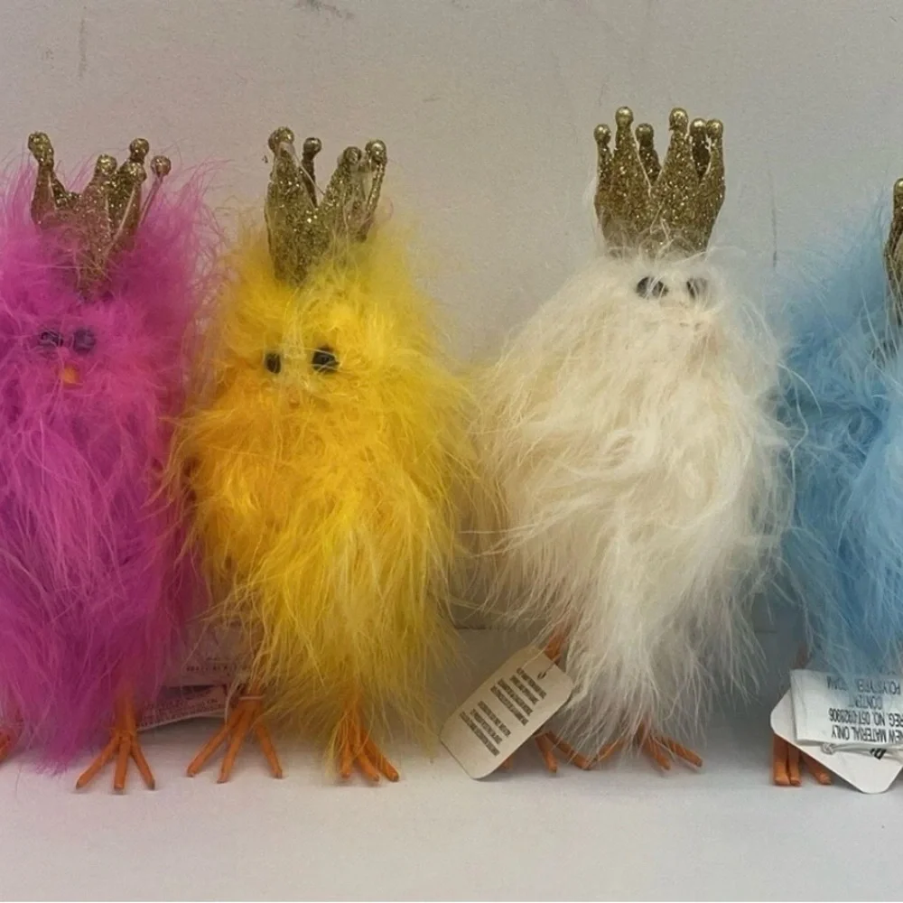 NEW Pier 1 Imports 4ct Marabou Crown Chicks, Assorted